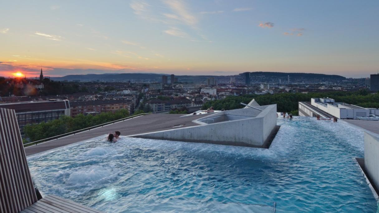 Bathing Above the Zurich Rooftops