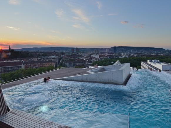 Bathing Above the Zurich Rooftops